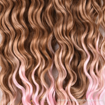 Pink Deep Wavy Crochet Synthetic Ombre Braiding Hair 32inches  Water Wave Kinky Curly Hair Soft Synthetic Hair Extensions